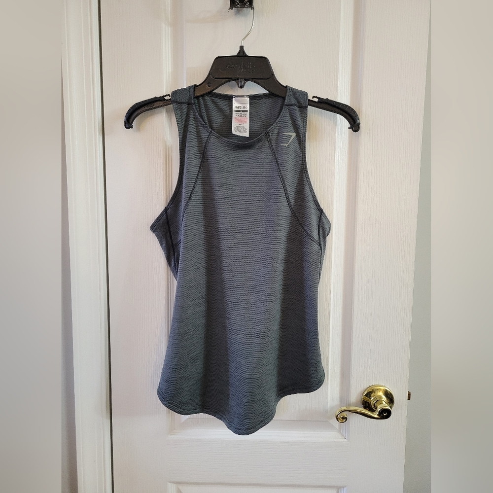 Gymshark Speed Tank Top Charcoal Marl Grey Size Medium Racerback High Neck